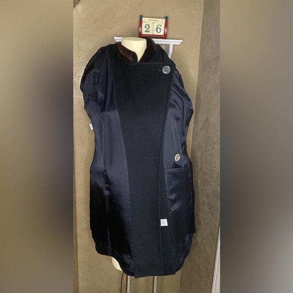 Holly Deb Vintage WOOL Blend Women Coat Black Double Breasted in Military Style - Picture 16 of 16